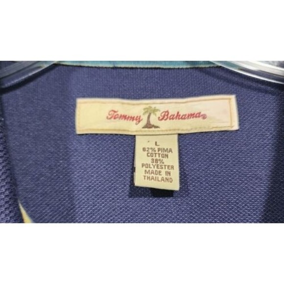 Tommy Bahama Polo Shirt Mens Large Blue 82% Pima Cotton Solid - Picture 2 of 14